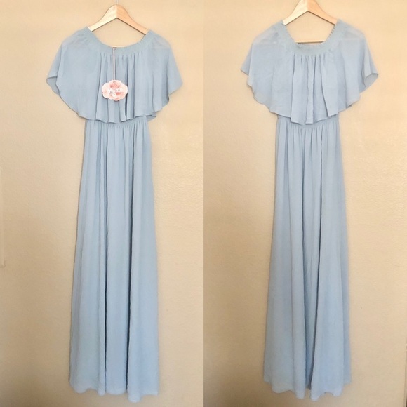 Show me your mumu hacienda steel blue ruffle maxi - Picture 4 of 5